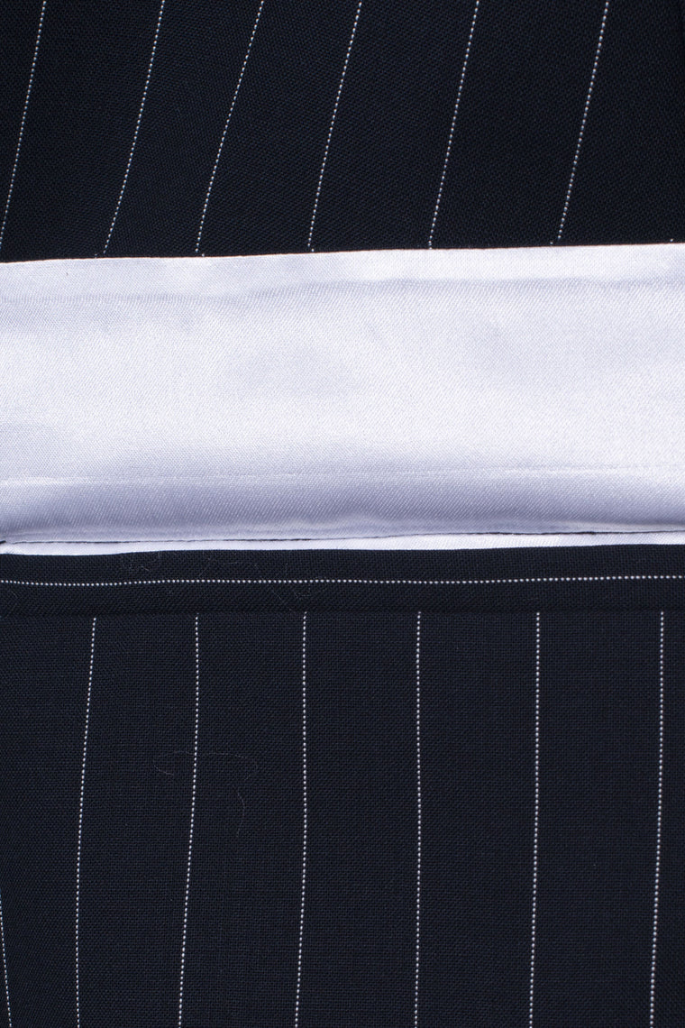 La Bonnie - Navy Blue Tennis Stripe Oversized Wool Blazer Jacket 