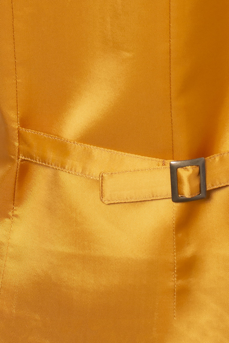Borsalino Black Wool Vests Mustard Yellow Lining