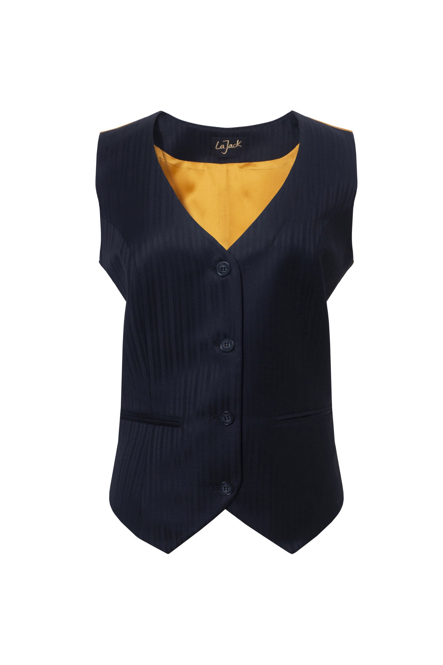 Borsalino Black Wool Vests Mustard Yellow Lining