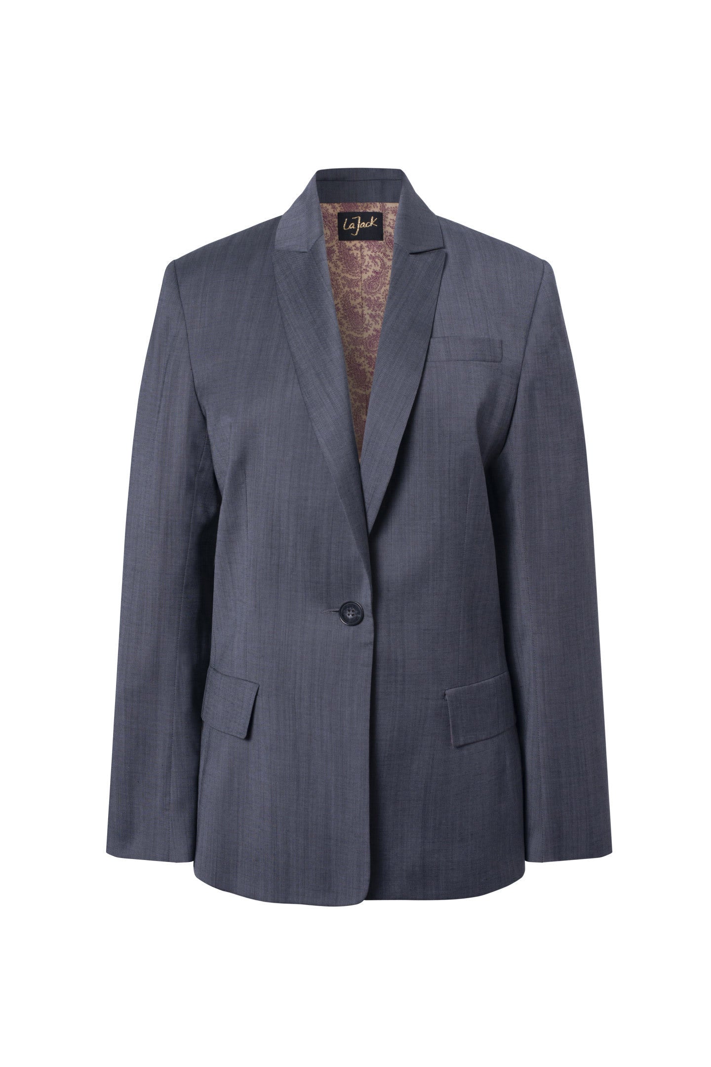 La Billie - Fitted Gray Wool Jacket Raspberry Lining 