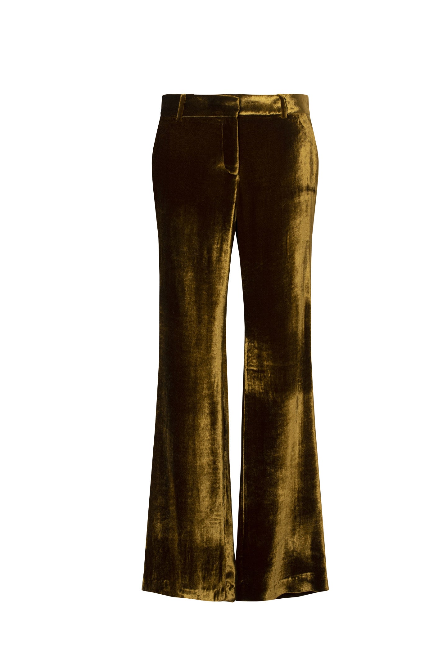 Velvet Jack - Flair Pants In Panne Velvet Gold Plain Lining Yellow 
