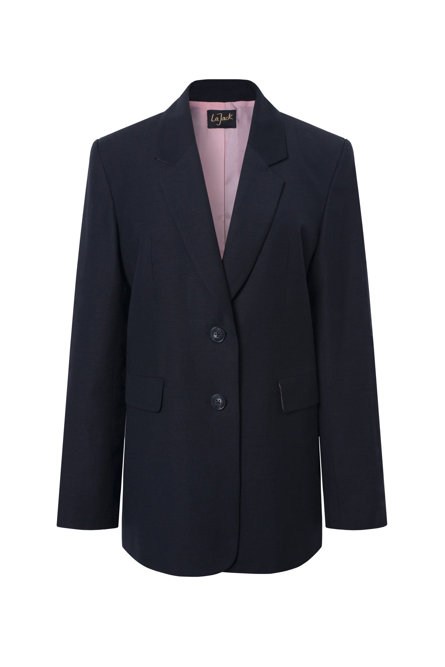 La Jackie - Oversized Black Summer Wool Blazer Jacket Pink or Star Lining 